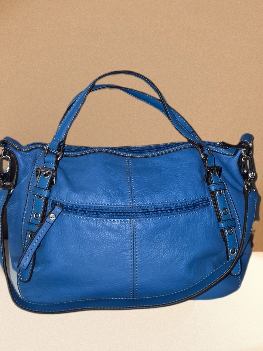 Tignanello Vibrant Blue Leather Hobo Bag